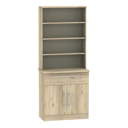 Colby Tall Shelving Unit Natural 2 Doors 4 Shelves 1 Drawer