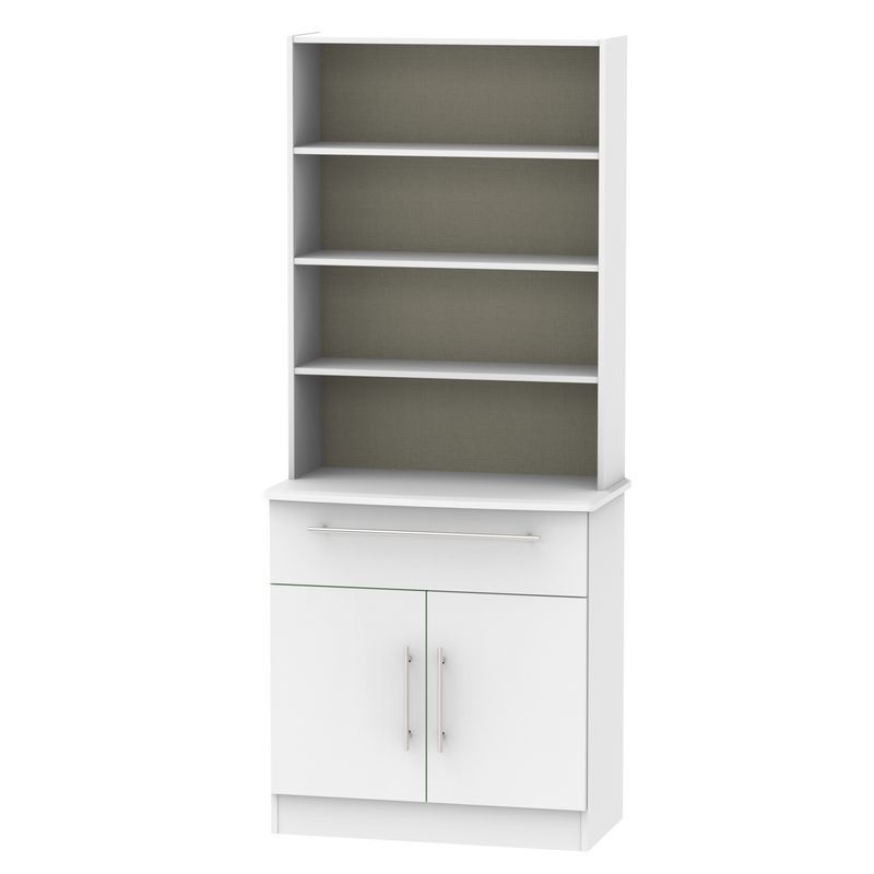 Colby Tall Shelving Unit Grey 2 Doors 4 Shelves 1 Drawer