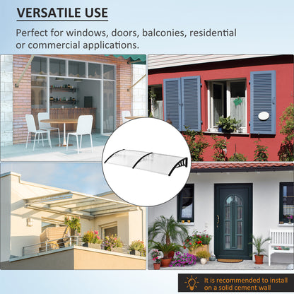 Outsunny 80 L x 195 W x 23 H cm Clear Polycarbonate Curved Awning White