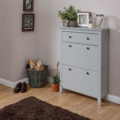 Hattie Tall Shoe Storage Grey 2 Doors 1 Drawer