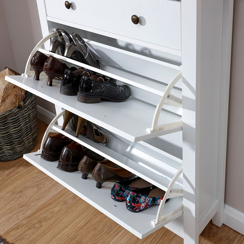 Hattie Tall Shoe Storage White 2 Doors 1 Drawer