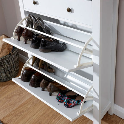 Hattie Tall Shoe Storage White 2 Doors 1 Drawer