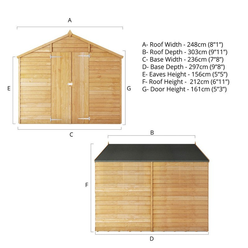 Mercia 9' 11" x 8' 1" Apex Shed - Budget 8mm Cladding Overlap