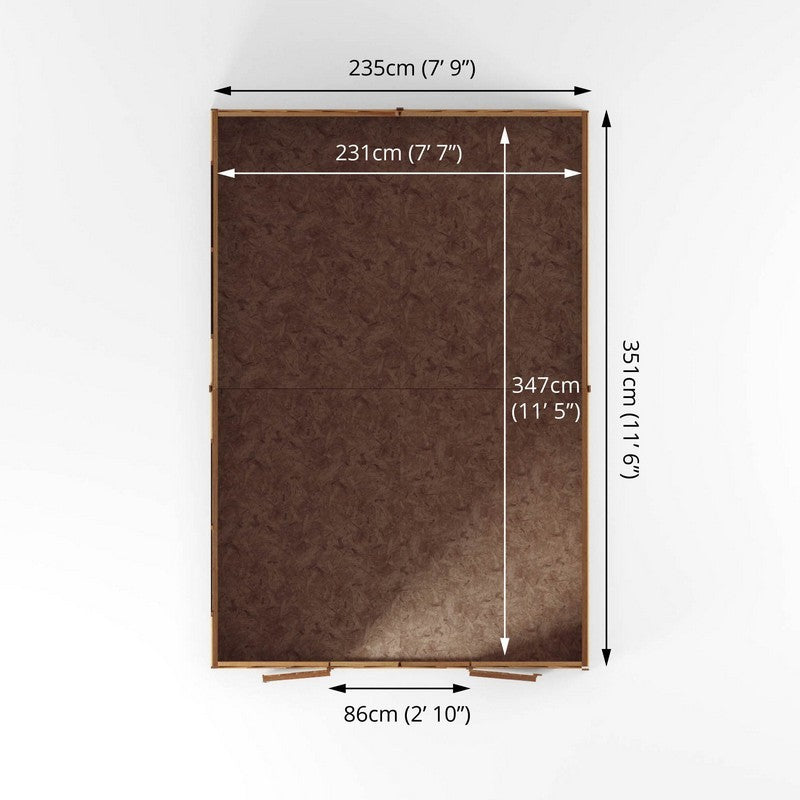 Mercia 11' 8" x 8' Apex Shed - Budget 8mm Cladding Overlap