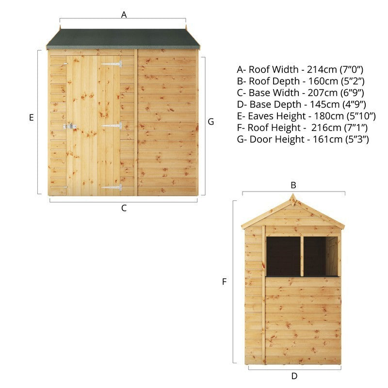 Mercia 4' 9" x 6' 9" Apex Shed - Premium Dip Treated Shiplap