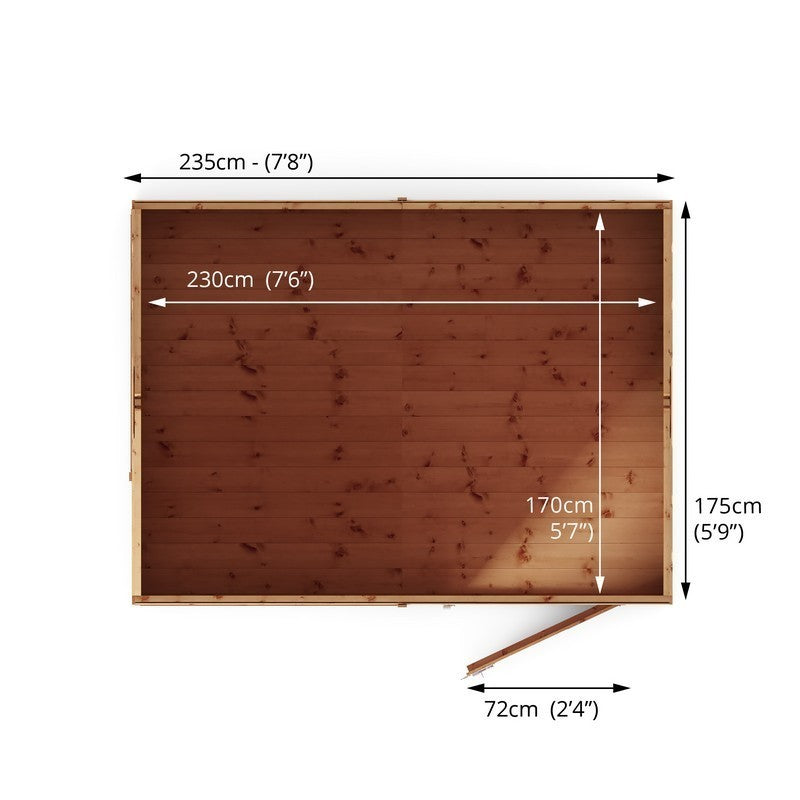 Mercia 5' 8" x 7' 8" Apex Shed - Premium Pressure Treated Shiplap