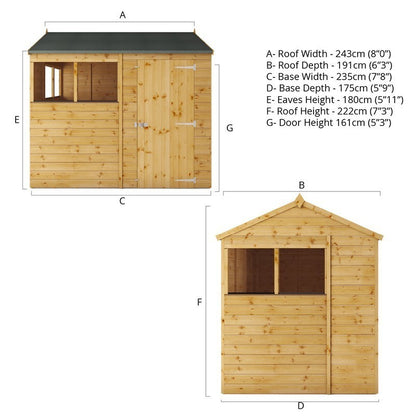 Mercia 5' 8" x 7' 8" Apex Shed - Premium Pressure Treated Shiplap