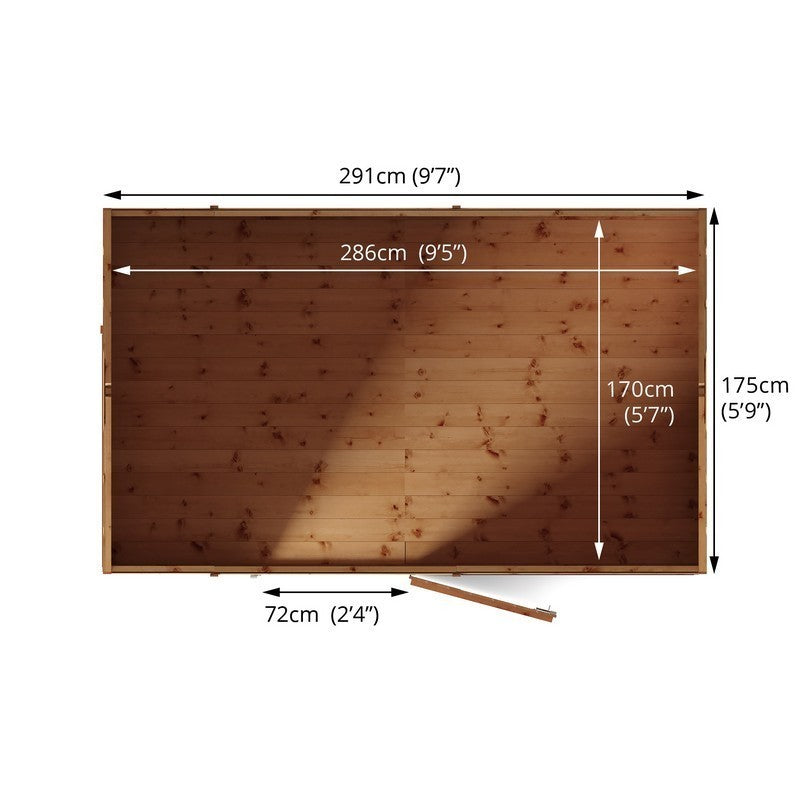 Mercia 5' 8" x 9' 8" Apex Shed - Premium Dip Treated Shiplap