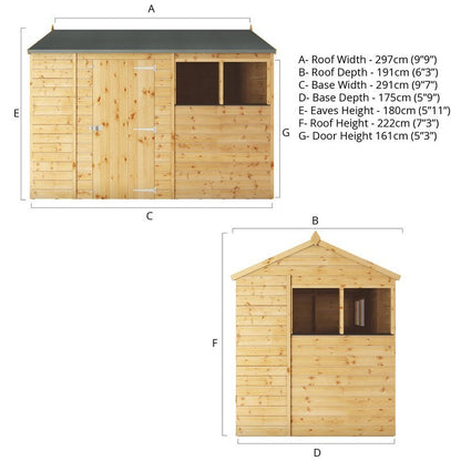 Mercia 5' 8" x 9' 8" Apex Shed - Premium Dip Treated Shiplap