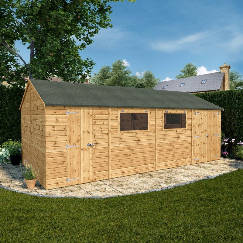 Mercia Premier 19' 6" x 10' Reverse Apex Workshop - Premium Pressure Treated Shiplap