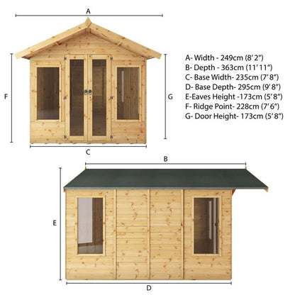 Mercia Sussex 8' 2 x 11' 10 Apex Summerhouse - Premium Dip Treated Shiplap