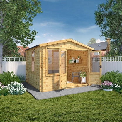 Mercia 11' 2" x 9' 11" Apex Log Cabin - Premium 19mm Cladding Log Clad