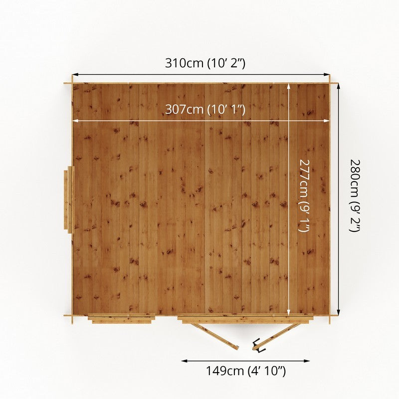 Mercia 11' 2" x 9' 11" Apex Log Cabin - Premium 19mm Cladding Log Clad