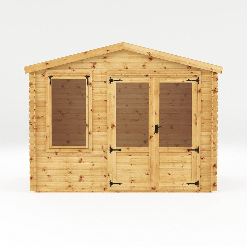 Mercia 11' 2" x 9' 11" Apex Log Cabin - Premium 19mm Cladding Log Clad