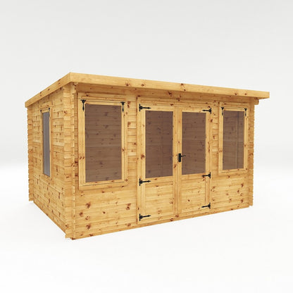 Mercia 13' 2" x 10' 10" Pent Log Cabin - Premium 19mm Cladding Log Clad