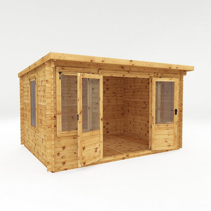 Mercia 13' 2" x 10' 10" Pent Log Cabin - Premium 19mm Cladding Log Clad