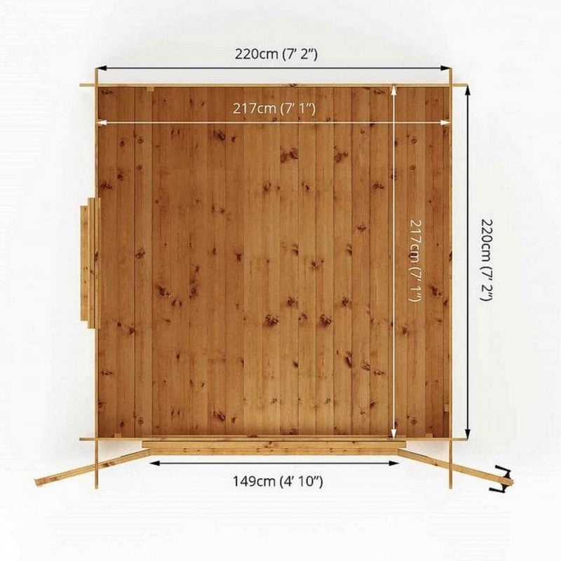 Mercia 7' 11" x 8' 11" Pent Log Cabin - Premium 19mm Cladding Log Clad