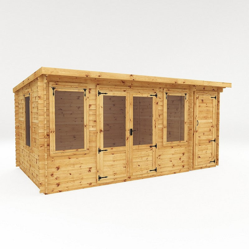 Mercia 16' 9" x 9' 11" Pent Log Cabin - Premium 19mm Cladding Log Clad