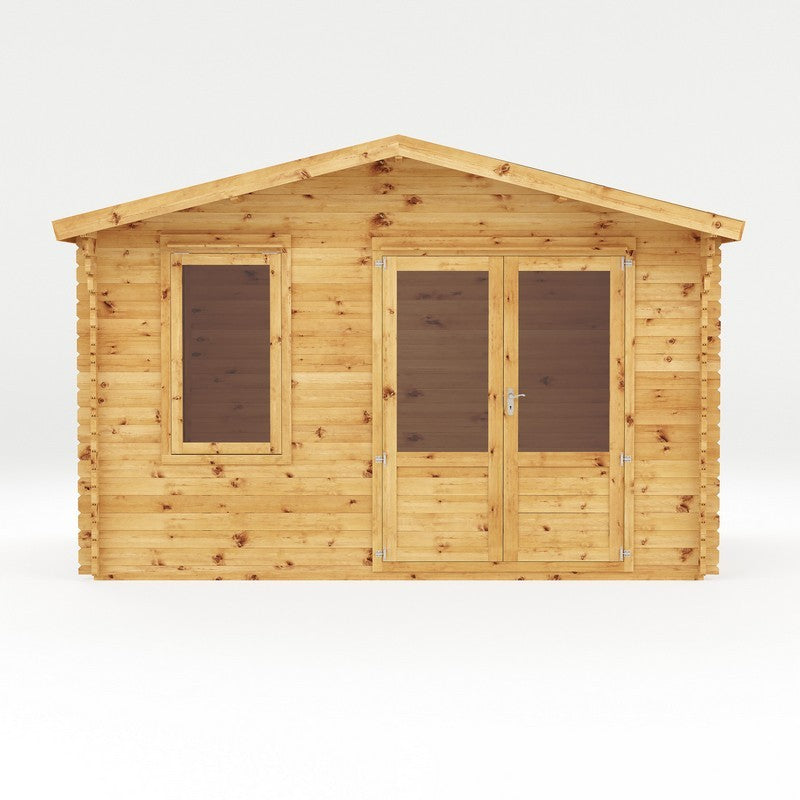 Mercia 13' 6" x 11' 3" Apex Log Cabin - Premium 28mm Cladding Log Clad