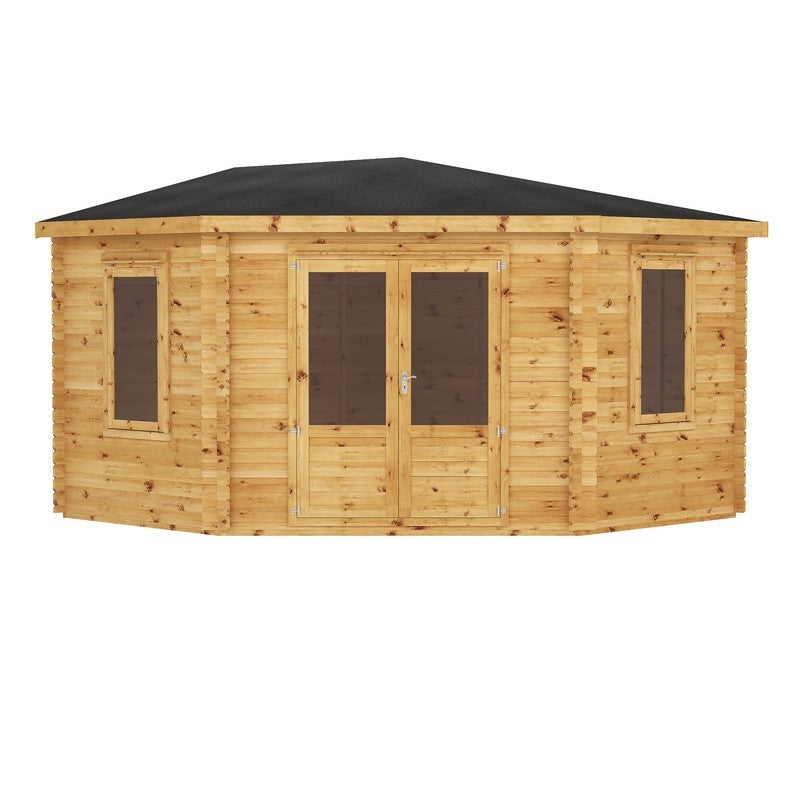 Mercia 13' 5 x 13' 7 Hip Log Cabin - Premium 28mm Cladding Log Clad