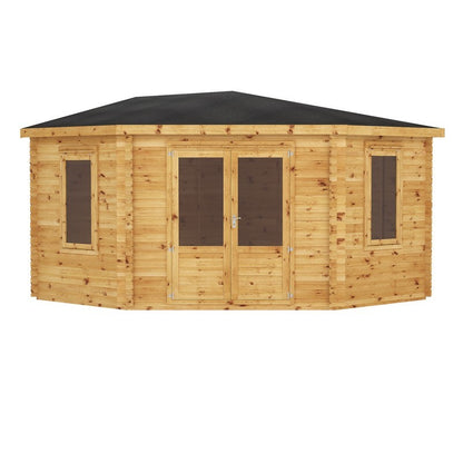 Mercia 13' 5 x 13' 7 Hip Log Cabin - Premium 28mm Cladding Log Clad