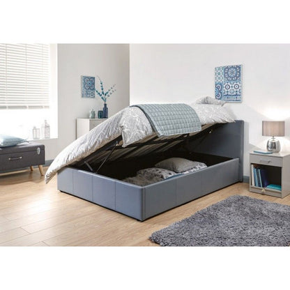 Winston Double Ottoman Bed Faux Leather Grey 5 x 7ft