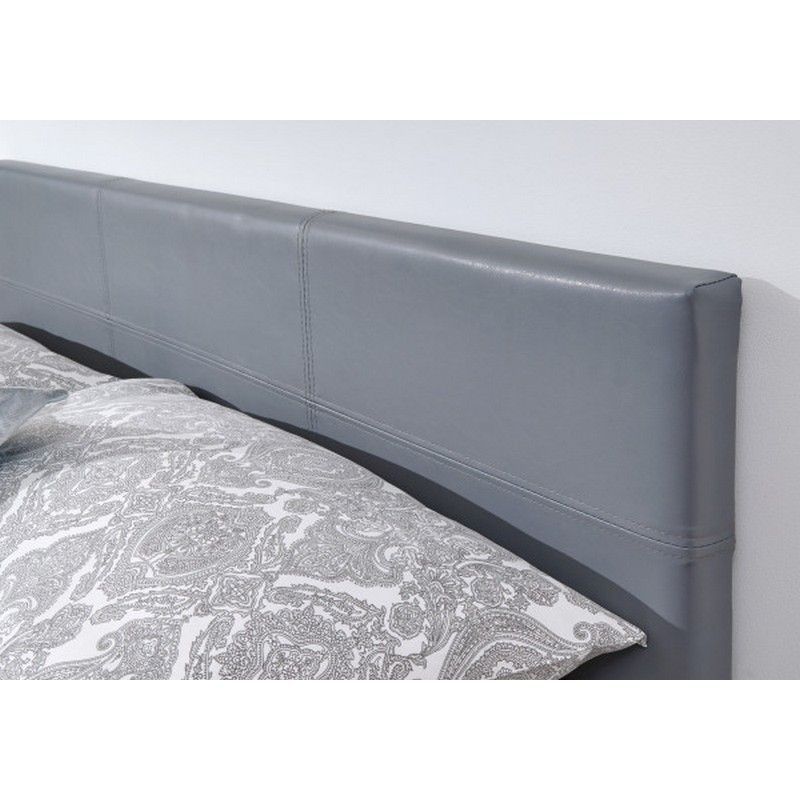 Winston Double Ottoman Bed Faux Leather Grey 5 x 7ft