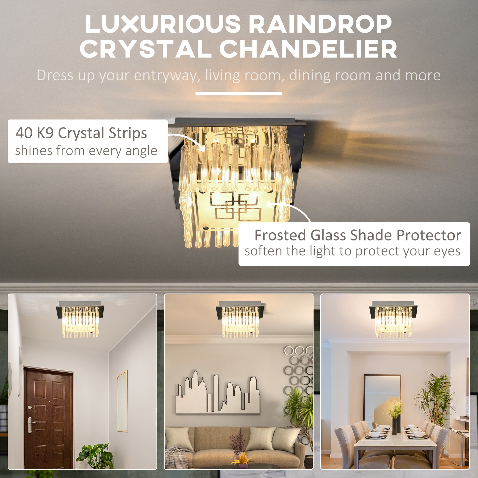 Homcom Modern Raindrop K9 Crystal Chandelier