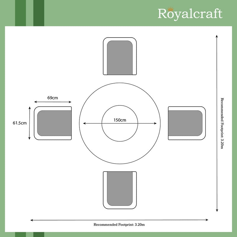 Sorrento Garden Patio Dining Set by Royalcraft - 6 Seats - Croft Home & Garden