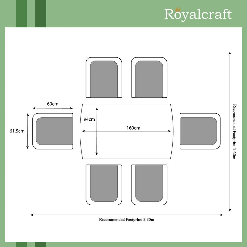 Sorrento Garden Patio Dining Set by Royalcraft - 6 Seats - Croft Home & Garden