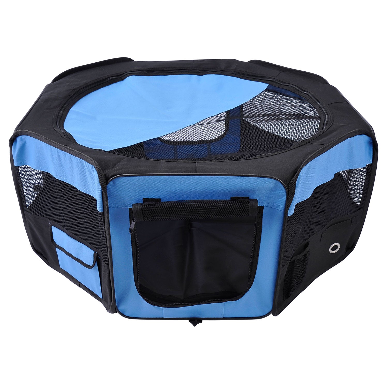 Homcom Fabric Dog Pens Pet Puppy PlayPen Dog Crate?37cmx37cmx95cm)-Blue/Black