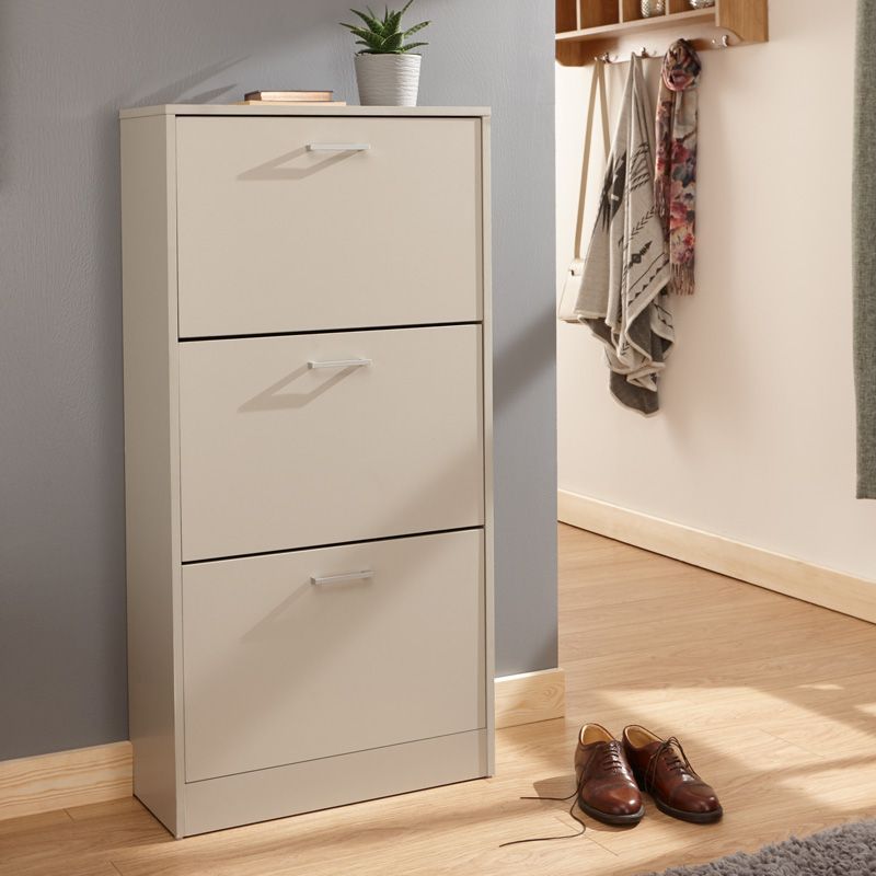 Stirling Tall Shoe Storage Grey 3 Doors 3 Shelves