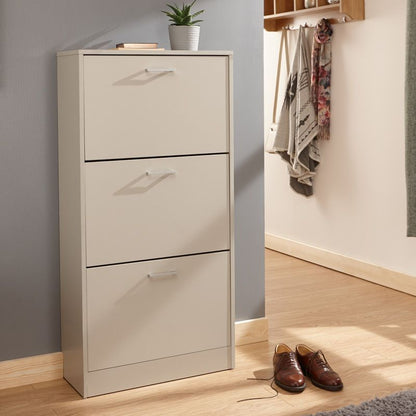 Stirling Tall Shoe Storage Grey 3 Doors 3 Shelves