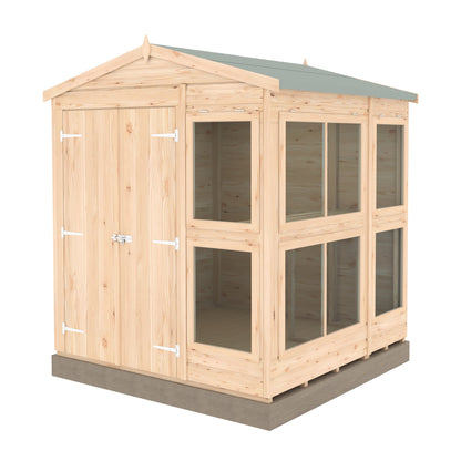 Shire Sun Hut 5' 10" x 6' 1" Apex Potting Shed - Classic Coated Shiplap