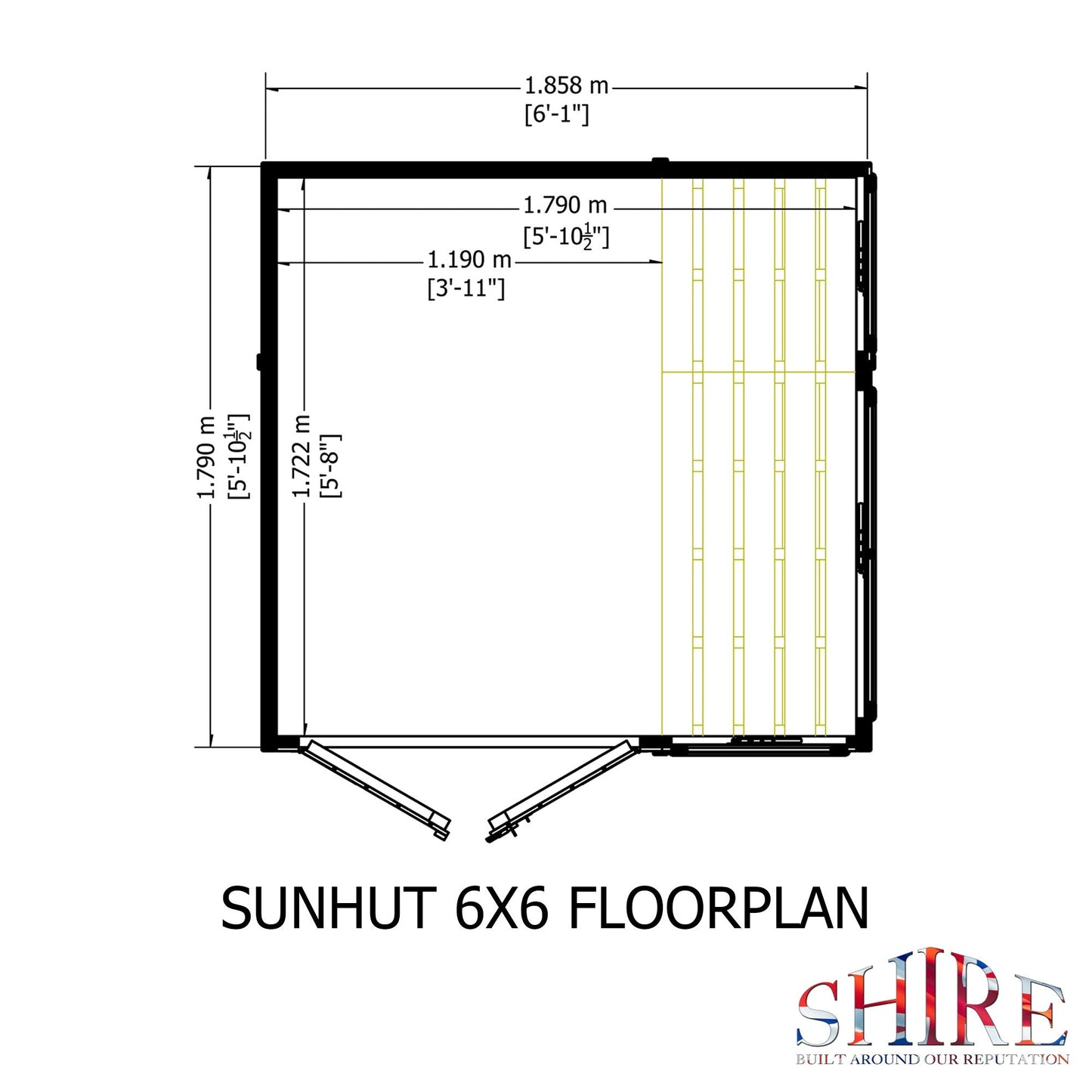 Shire Sun Hut 5' 10" x 6' 1" Apex Potting Shed - Classic Coated Shiplap