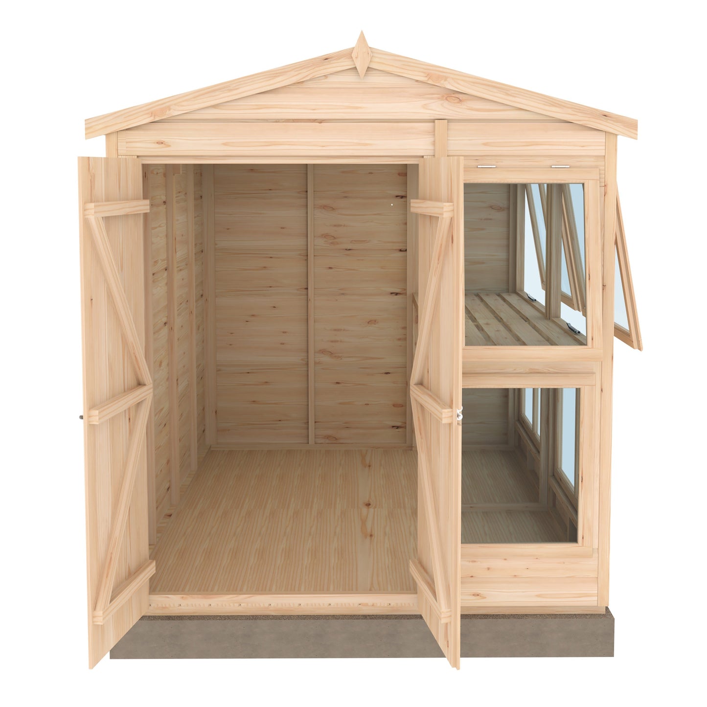 Shire Sun Hut 7' 9" x 6' 1" Apex Potting Shed - Classic Coated Shiplap