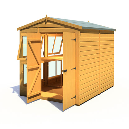 Shire Sun Hut 7' 9" x 6' 1" Apex Potting Shed - Classic Coated Shiplap