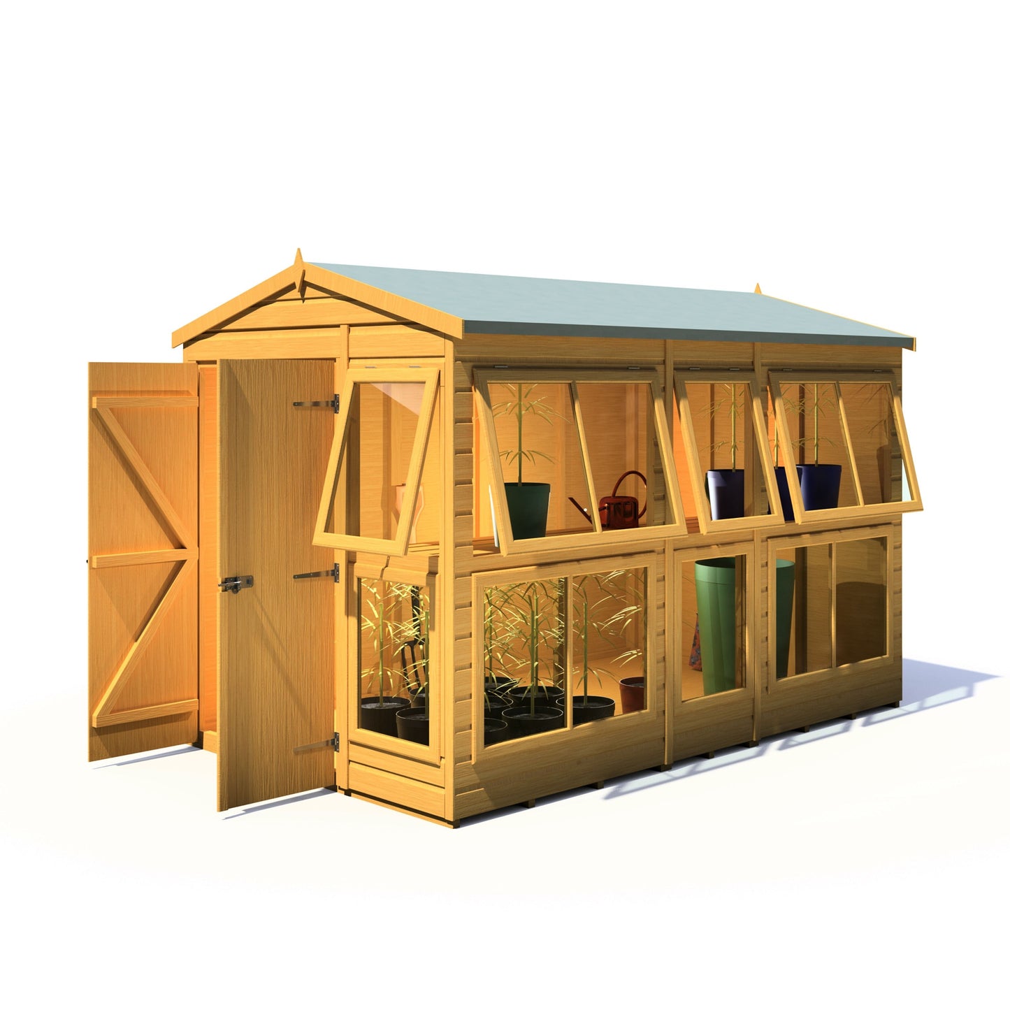 Shire Sun Hut 9' 9" x 6' 1" Apex Potting Shed - Premium Coated Shiplap