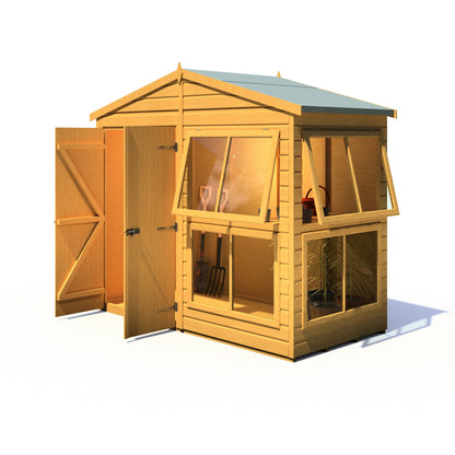 Shire Sun Hut 3' 10" x 8' Apex Potting Shed - Classic Coated Shiplap