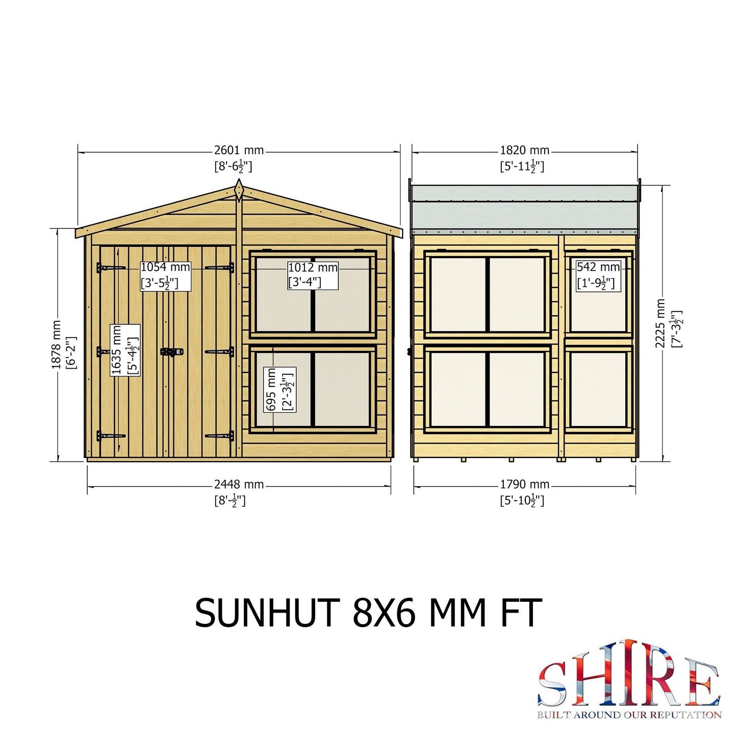 Shire Sun Hut 5' 10" x 8' Apex Potting Shed - Classic Coated Shiplap