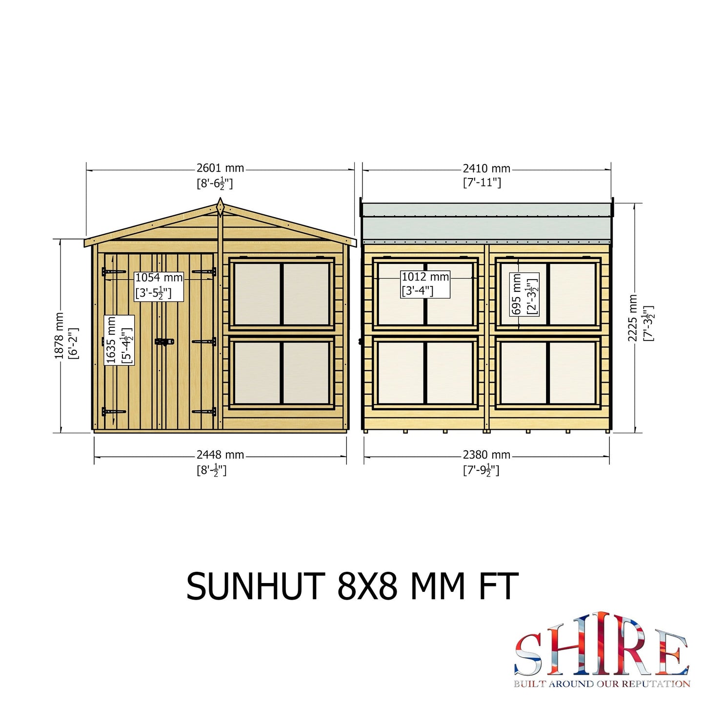 Shire Sun Hut 7' 9" x 8' Apex Potting Shed - Classic Coated Shiplap