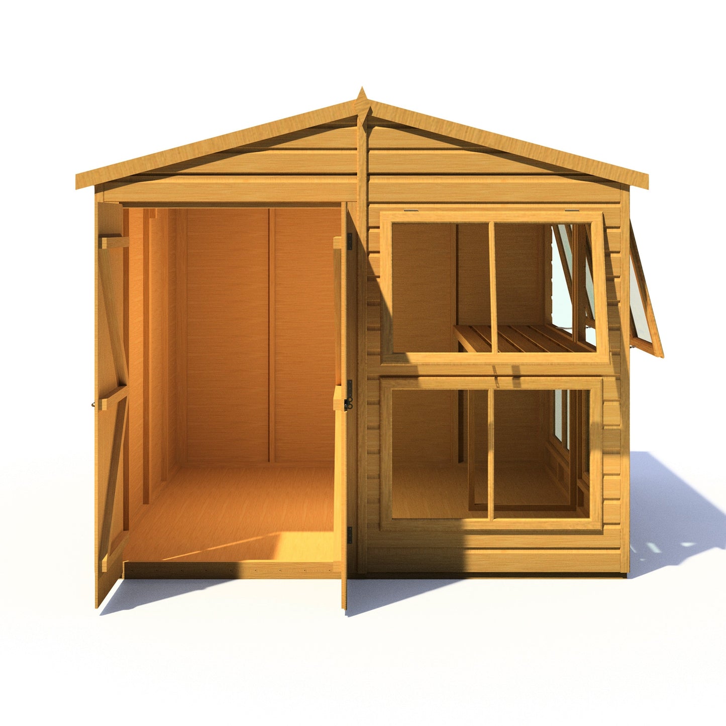 Shire Sun Hut 7' 9" x 8' Apex Potting Shed - Classic Coated Shiplap