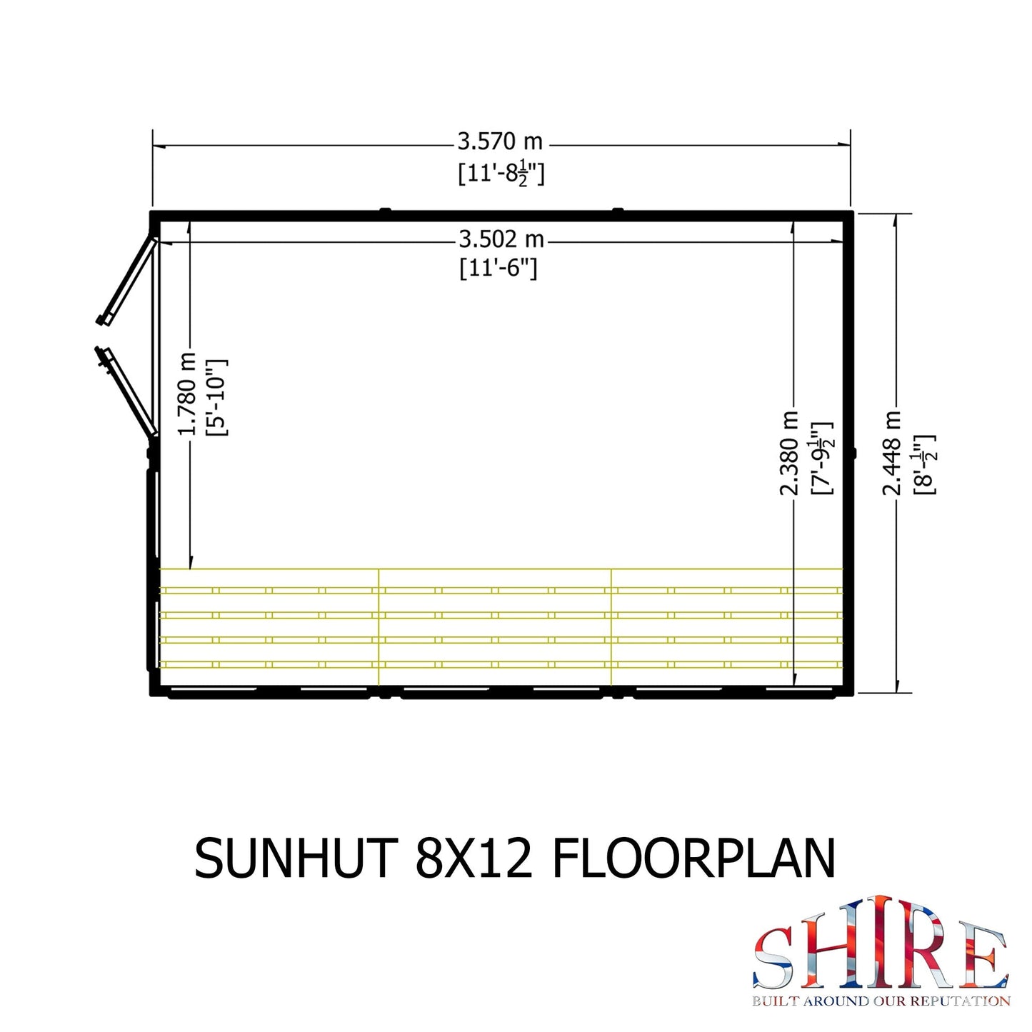 Shire Sun Hut 11' 8" x 8' Apex Potting Shed - Premium Coated Shiplap