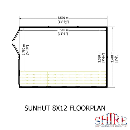 Shire Sun Hut 11' 8" x 8' Apex Potting Shed - Premium Coated Shiplap