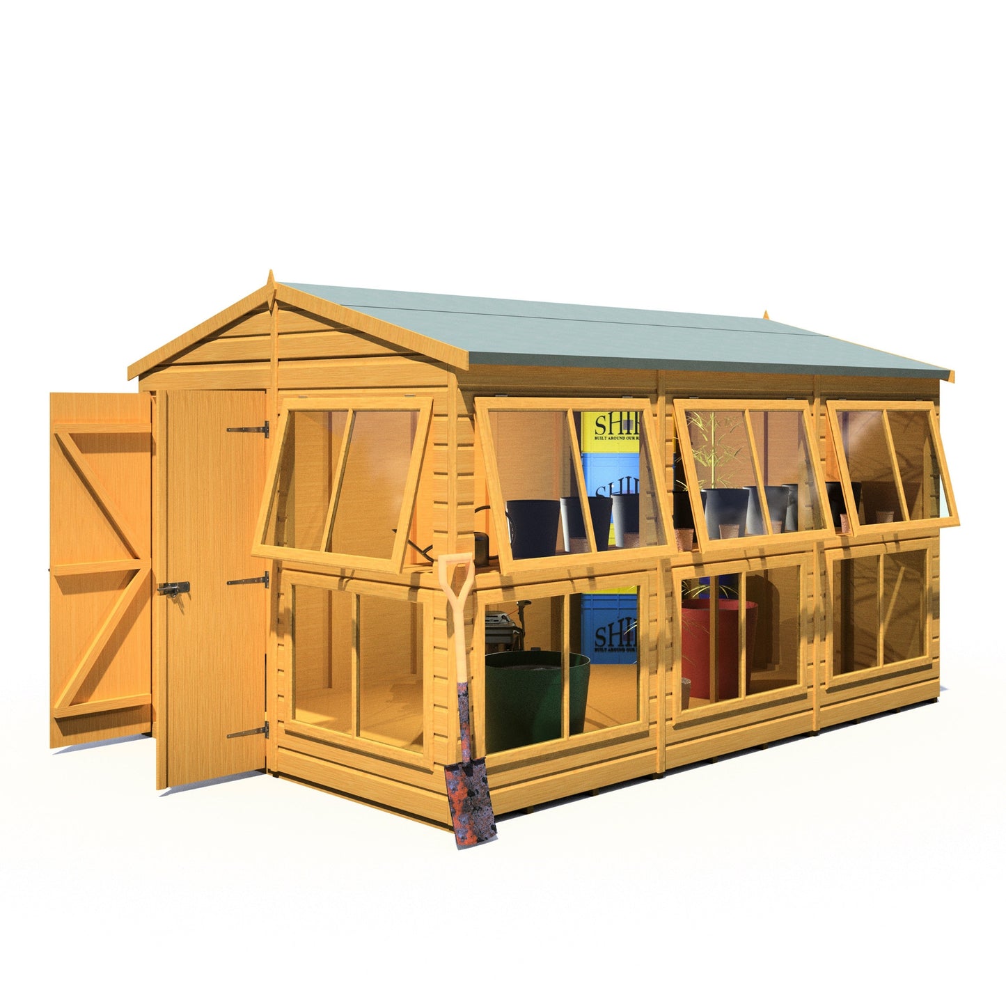 Shire Sun Hut 11' 8" x 8' Apex Potting Shed - Premium Coated Shiplap