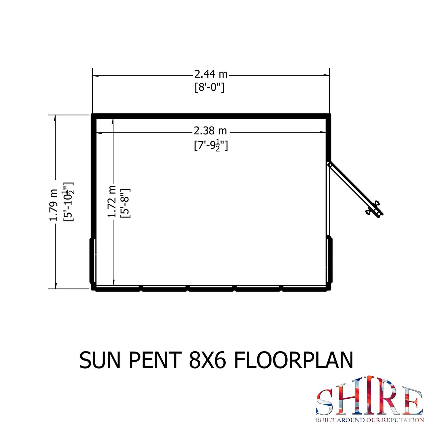 Shire Sun 8' 5" x 6' 5" Pent Potting Shed - Premium Dip Treated Shiplap