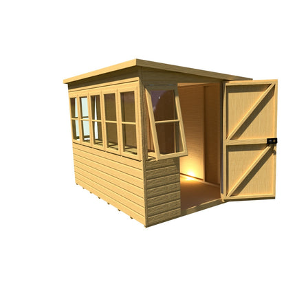 Shire Sun 8' 5" x 6' 5" Pent Potting Shed - Premium Dip Treated Shiplap