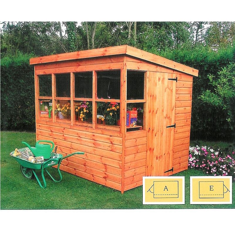 Shire Sun 8' 5" x 6' 5" Pent Potting Shed - Premium Dip Treated Shiplap