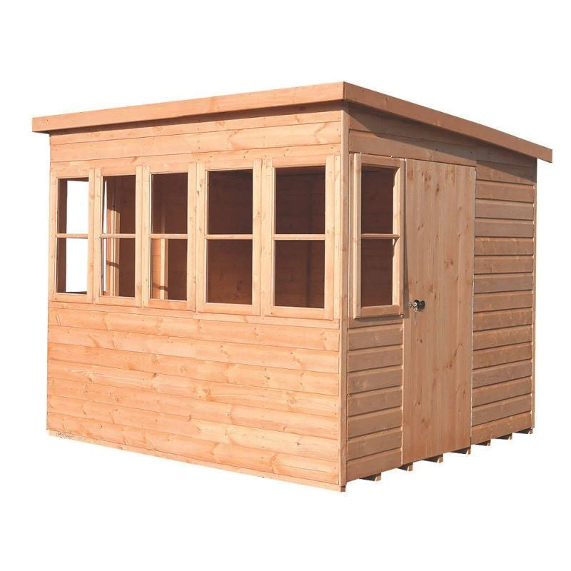 Shire Sun 8' 5" x 6' 5" Pent Potting Shed - Premium Dip Treated Shiplap