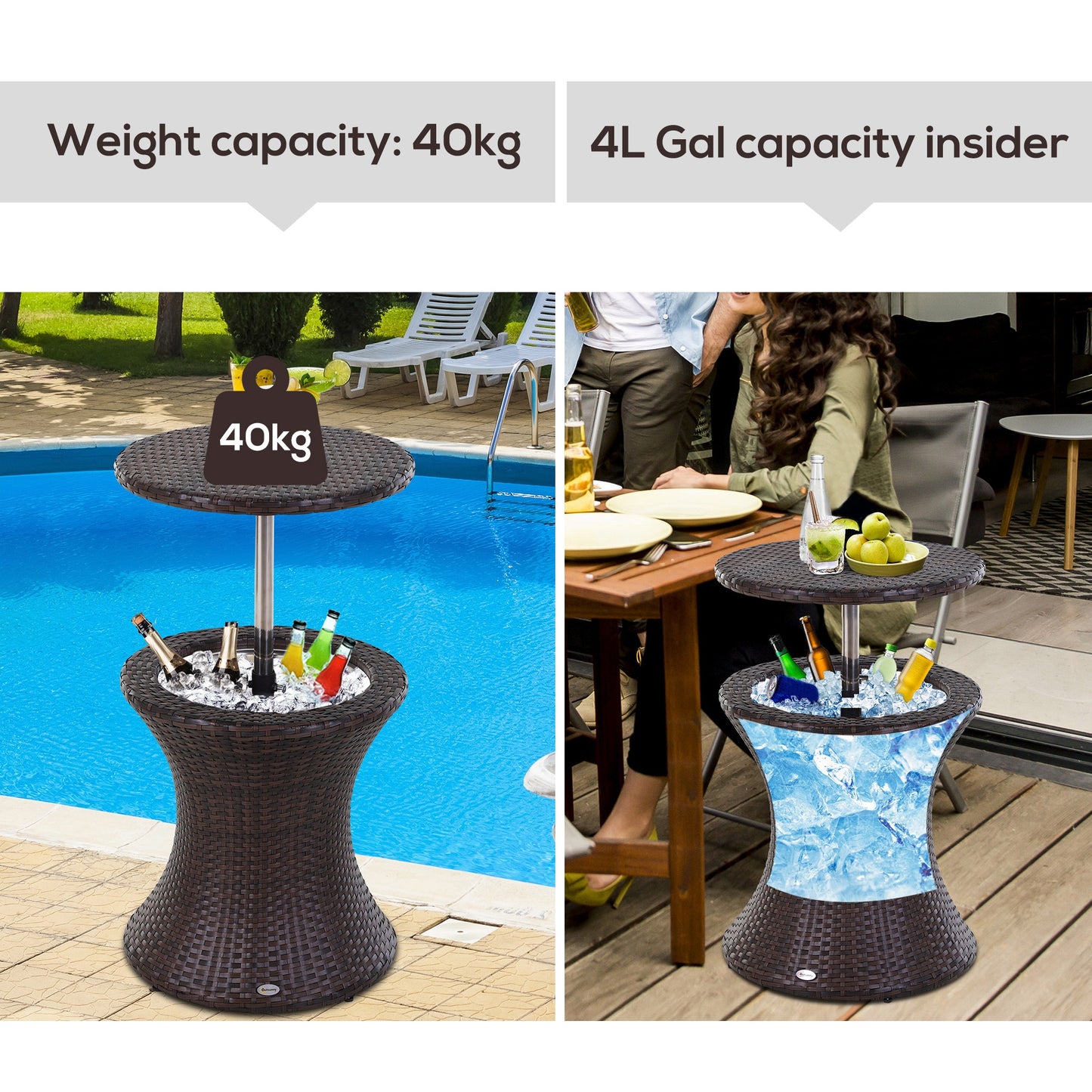 Outsunny PE Rattan Ice Bucket Table